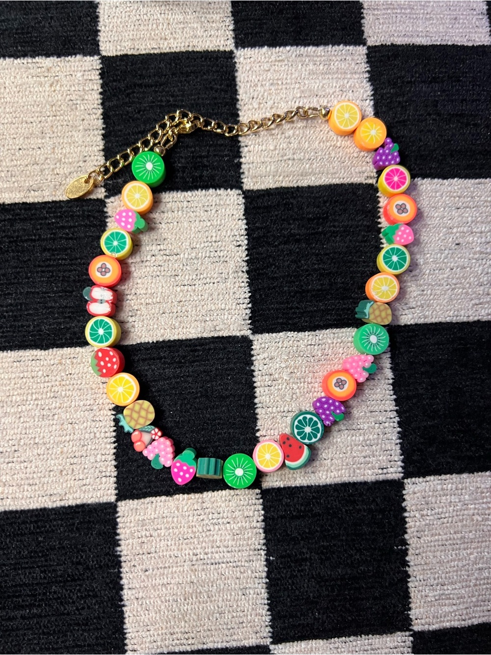 Colorful Fruit Beaded Statement Necklace | Playful Y2K Jewelry